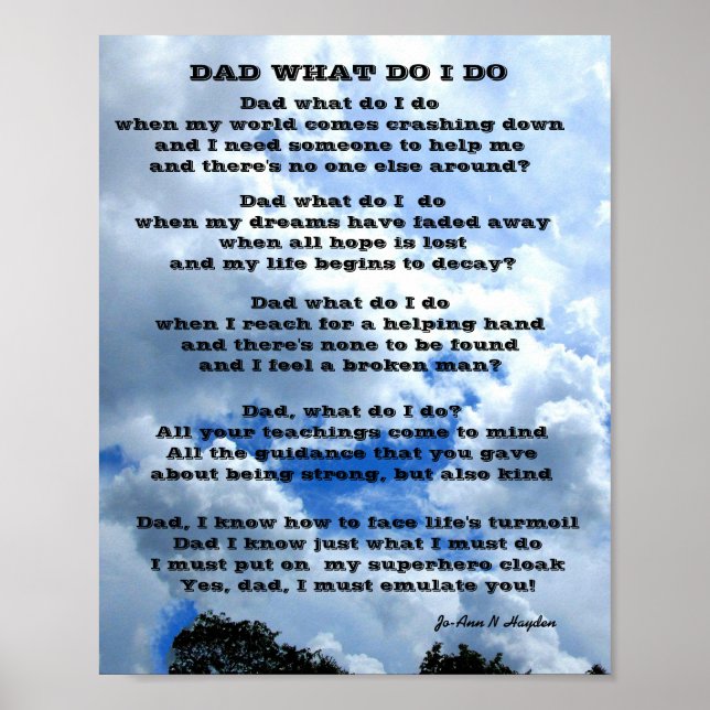 DAD WHAT DO I DO poem Poster (Front)