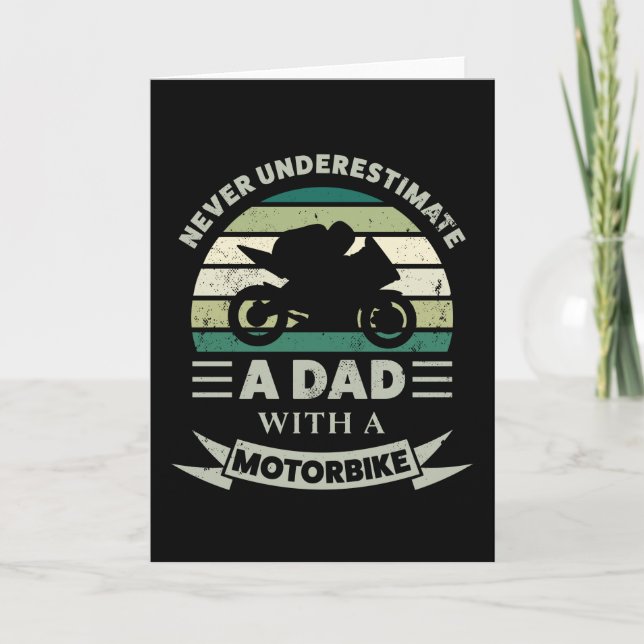 Dad with a Motorbike Funny Gift Fathers Day Men Card (Front)