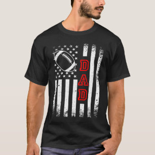 Dad With American Flag Football Mum Dad T-Shirt