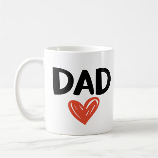 DAD with Hand-Drawn Heart Cute Kids' Doodle Design Coffee Mug