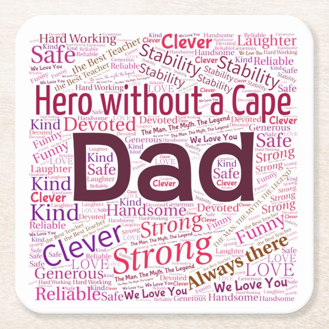 Dad Word Cloud Design Paper Coasters  (Front)