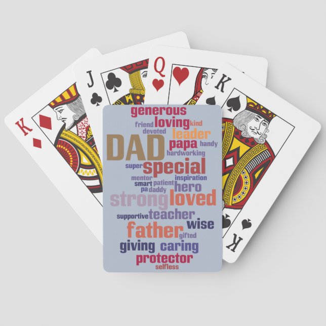 Dad Word Cloud Text Father's Day Typography Playing Cards (Back)