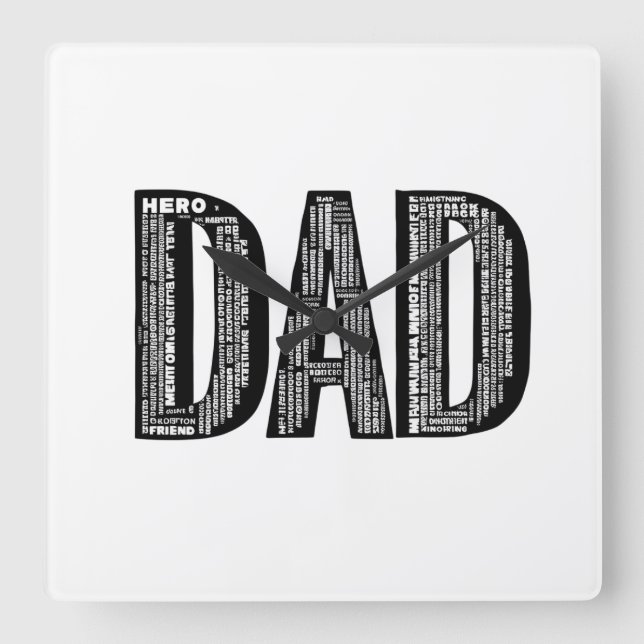 DAD Word Cloud Wall Clock - Father's Day Hero Gift (Front)