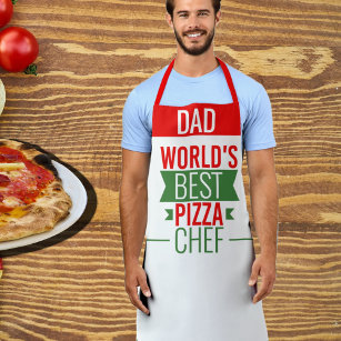 Dad -World's Best Pizza Chef - red white green Apron