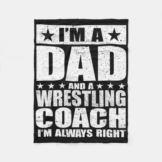 Dad Wrestling Coach Coaches Fathers Day Shirts Gif Fleece Blanket (Front)