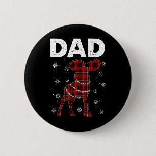 Dad X-mas Moose Santa Family Matching Pyjamas 6 Cm Round Badge