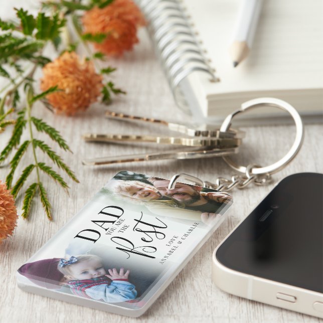 'DAD' you are the Best 2 Photo Collage Key Ring (Front Right)