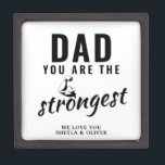 Dad you are the Strongest Father`s Day Gift Box<br><div class="desc">Dad you are the Strongest Father`s Day Gift Box. Fun strongest dad gift box with a muscle arm. Personalise it with your names. The text is black modern typography. You can change any text or erase it. A perfect gift for a dad or a new dad on a Father`s day,...</div>