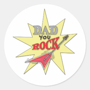 Dad You Rock Classic Round Sticker