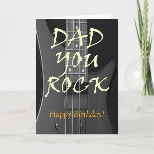 Dad You Rock Custom Happy Birthday Greeting Card (Front)