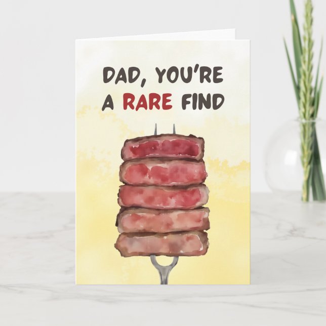 Dad You're a Rare Find Steak BBQ Thank You Card (Front)