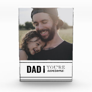 Dad You're Awesome Daddy's Girl Photo Father's Day Block