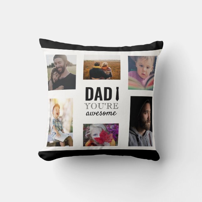 dad you're awesome father's day collage typography cushion (Front)