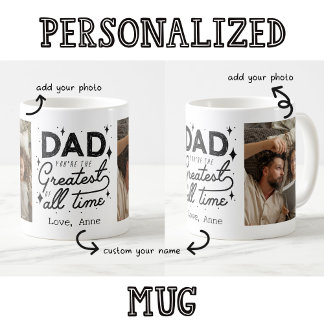 Dad You're Great All Time Custom Two Photo Retro  Coffee Mug