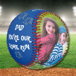 Dad You're Our Home Run 2 Photos Date Baseball<br><div class="desc">The perfect gift for your Dad -- who truly is your family's "home run". Celebrate the special dad in your life with our memorable and personalised custom two photo baseball. Customise with this year, a special year, special 3-colour monogram and first name, and two of your own special family photos....</div>