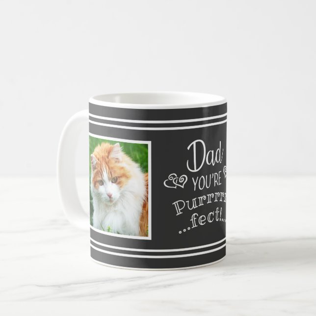 Dad You're Purrfect 2 Photos Charcoal Grey Coffee Mug (Front Left)
