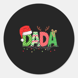 Dada Claus Christmas Lights Pajama Family Matching Classic Round Sticker