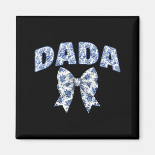 Dada Coquette Toile Blue Bow Floral Family Magnet