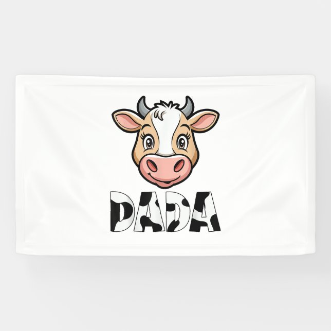 Dada Cow Print Cow Pattern Father's Day  Banner (Horizontal)