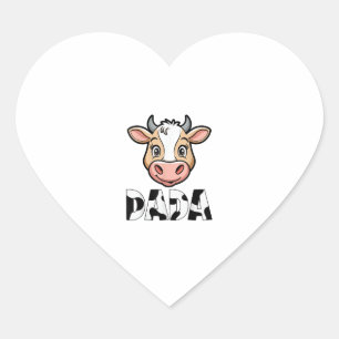Dada Cow Print Cow Pattern Father's Day  Heart Sticker