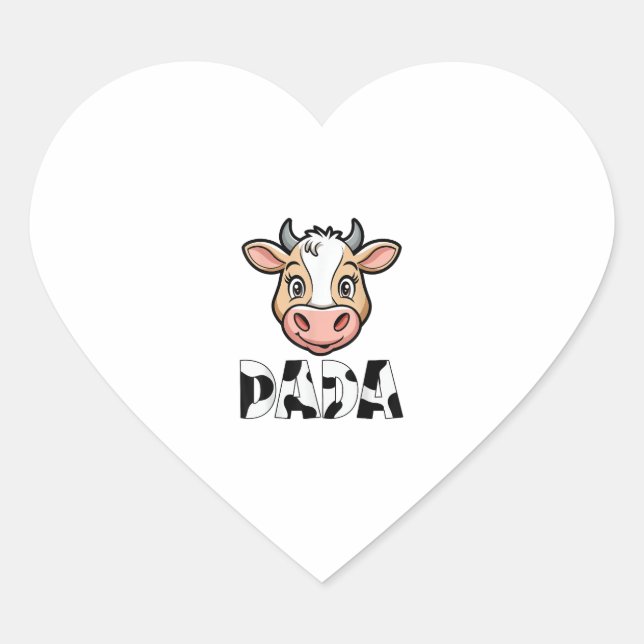 Dada Cow Print Cow Pattern Father's Day  Heart Sticker (Front)