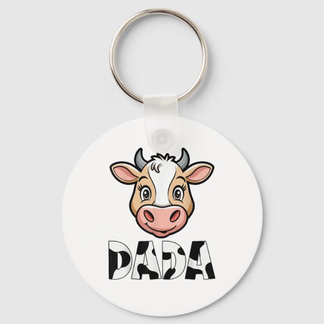 Dada Cow Print Cow Pattern Father's Day  Key Ring (Front)