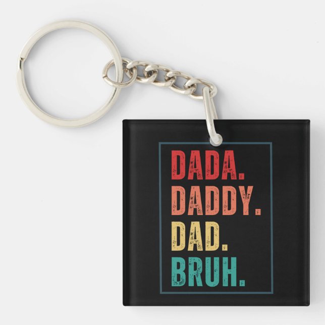 Dada Daddy Dad Bruh distressed retro Father's Day  Key Ring (Front)