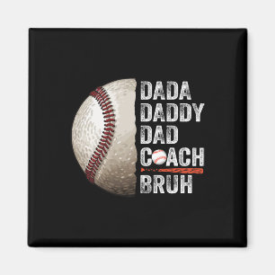Dada Daddy Dad Bruh Vintage Baseball Coach Funny F Magnet