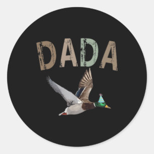 Dada Duck Hunting One Lucky Duck 1st Birthday Fami Classic Round Sticker