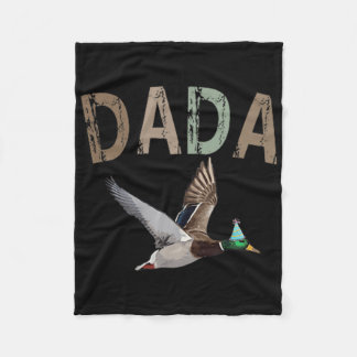 Dada Duck Hunting One Lucky Duck 1st Birthday Fami Fleece Blanket