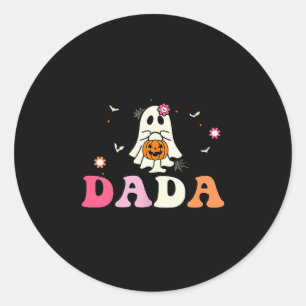 Dada Ghost Boo One Soky Dad First Halloween Birthd Classic Round Sticker