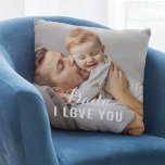Dada I Love You Custom Fathers Day Photo Cushion<br><div class="desc">Custom photo pillow features two favourite family photos of the kids (front and back) with a special "Dada,  I / We love you" message in elegant white type that can be personalised with your preferred wording. A beautiful gift for Dad this Father's Day!</div>