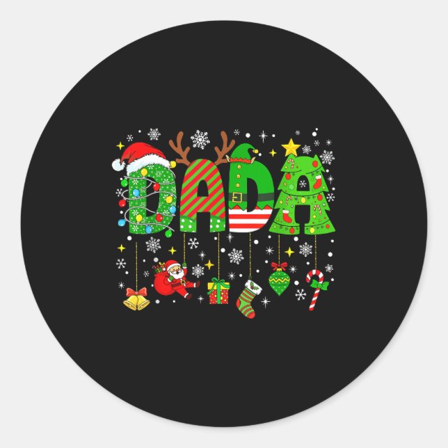 Dada Matching Funny Christmas Family Couple Xmas S Classic Round Sticker (Front)