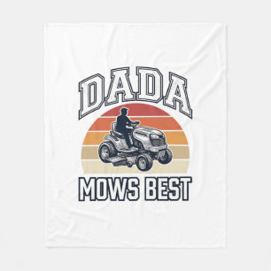 Dada Mows Best Vintage Lawn Mower Shirt Design_1 Fleece Blanket