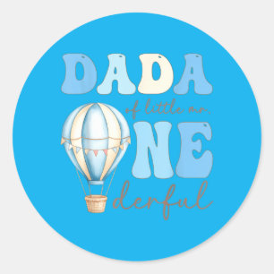 Dada Of Little Mr Onederful 1st Birthday Boy Air Classic Round Sticker