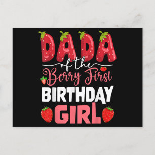 Dada of The Berry First Birthday of Girl Strawberr Holiday Postcard