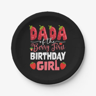 Dada of The Berry First Birthday of Girl Strawberr Paper Plate