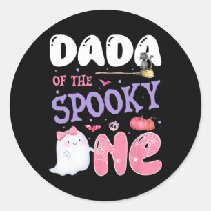 Dada Of The Spooky One 1st Birthday Halloween Pink Classic Round Sticker