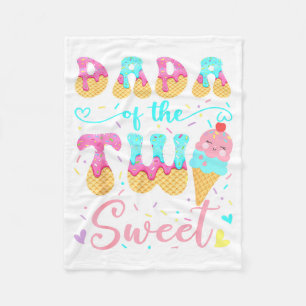 Dada of The Two Sweet 2nd Birthday Girl Ice Cream Fleece Blanket