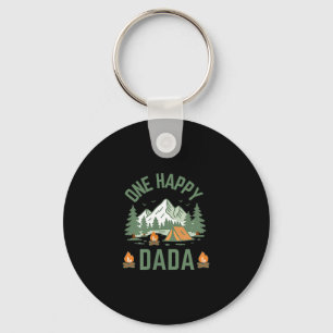 Dada one happy camper 1st birthday camping key ring