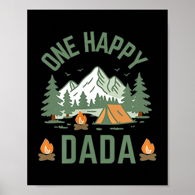 Dada one happy camper 1st birthday camping poster (Front)
