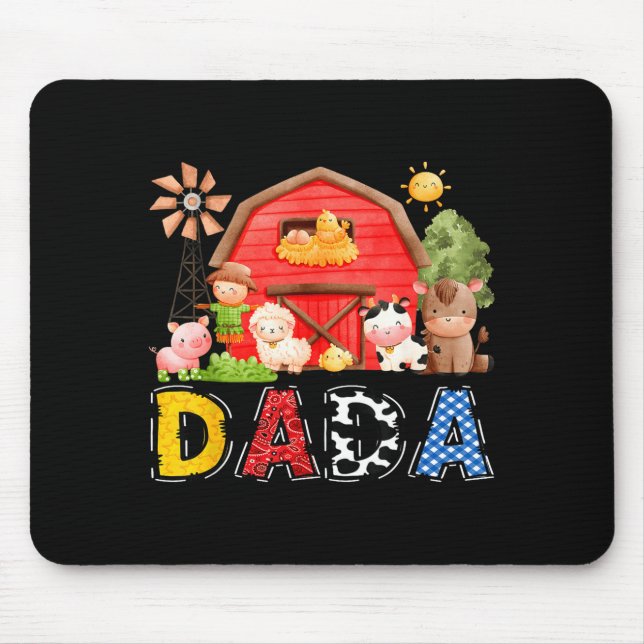 Dada Red Farm Cow Birthday Boy Matching Family Par Mouse Pad (Front)