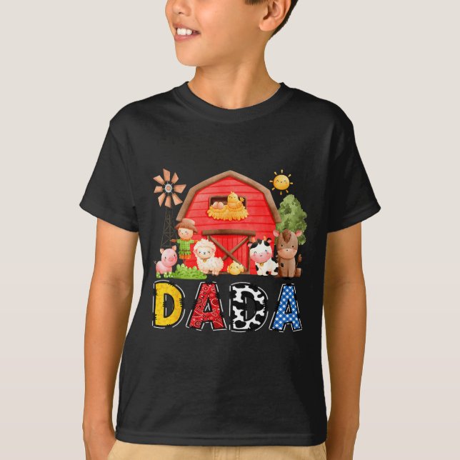 Dada Red Farm Cow Birthday Boy Matching Family Par T-Shirt (Front)