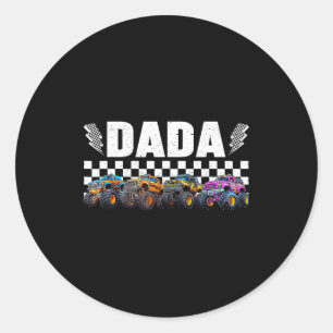 Dada Retro Monster Truck Family Crew Birthday Matc Classic Round Sticker