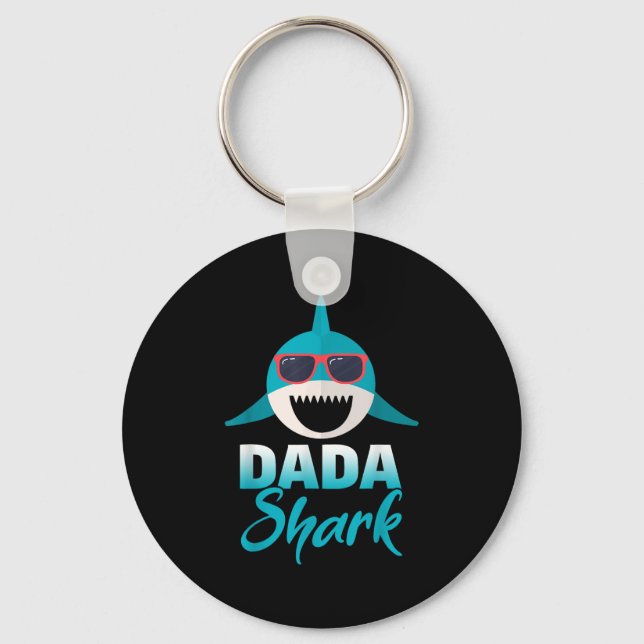 Dada Shark Wearing Cool Sungles Daddy  Key Ring (Front)