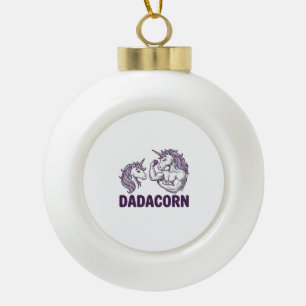 Dadacorn Funny Unicorn Dad Vector Shirt Design_1 Ceramic Ball Christmas Ornament