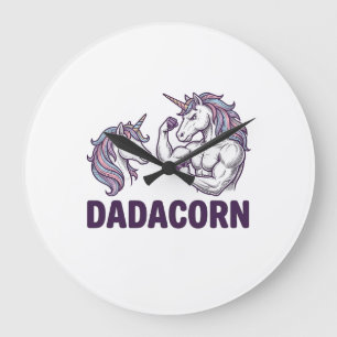 Dadacorn Funny Unicorn Dad Vector Shirt Design_1 Large Clock