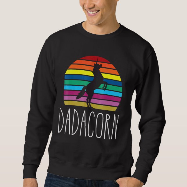Dadacorn Magical Rainbow Unicorn Horse Family Retr Sweatshirt (Front)