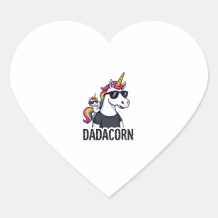 Dadacorn - Unicorn Dad and Baby Christmas Papa Fat Heart Sticker