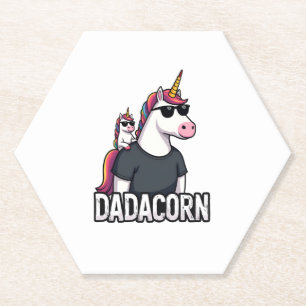 Dadacorn - Unicorn Dad and Baby Christmas Papa Fat Paper Coaster